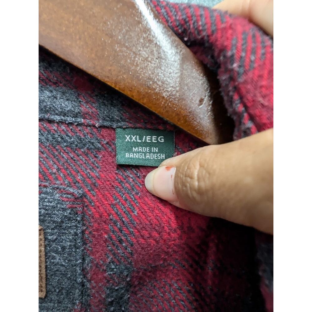 Orvis Red Gray Plaid HEAVY Premium Flannel Shirt/Shacket Long Sleeve XXL Pockets - Picture 3 of 9